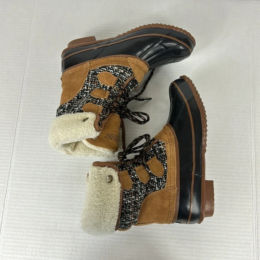 Khombu Women's 7M Duck Winter Boot Brown Tweed Jenna Lace‎ Up